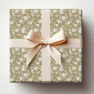 Elegant Floral Design Gift Box with Ribbon