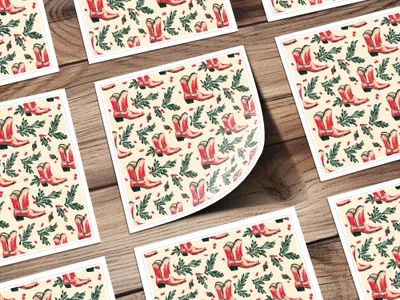 Seamless Christmas Cowboy Boots, Festive Cowboy Boots Seamless Pattern Download Contains - Moore and Mountain