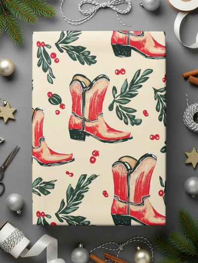 Seamless Christmas Cowboy Boots, Festive Cowboy Boots Seamless Pattern Download Contains - Moore and Mountain