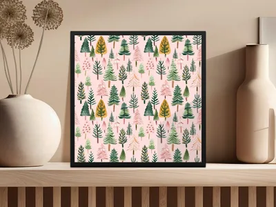 Seamless Christmas Tree Pattern Digital Paper, Holiday Trees, Winter Digital Download, Pink Background, Festive Decor, Scrapbooking Papers - Moore and Mountain