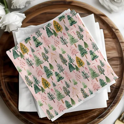 Seamless Christmas Tree Pattern Digital Paper, Holiday Trees, Winter Digital Download, Pink Background, Festive Decor, Scrapbooking Papers - Moore and Mountain