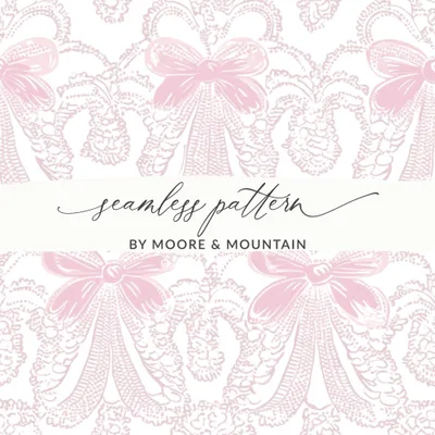 Seamless Coquette Bow Pattern Light Pink Background Digital