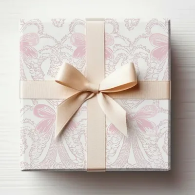 Elegant Lace Patterned Gift Box with Ribbon