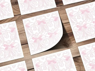Elegant Pink Bow Design Embossed Square Card product