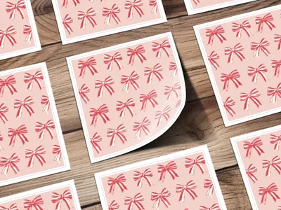 Pink and Red Bows Pattern Design Square Sticker Sheet