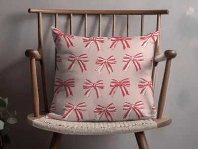 Decorative Cushion Cover with Red Bow Pattern Pillow
