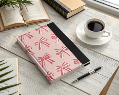 Pink Bow Pattern Hardcover Journal for Daily Notes