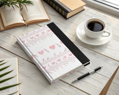 Pink Heart Pattern Hardcover Journal Notebook