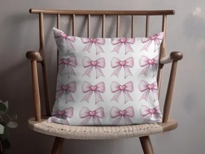 Pink Bow Pattern Throw Pillow for Modern Home Decor