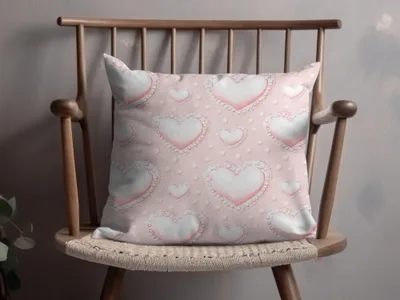 Pink Heart Patterned Decorative Cushion Pillow