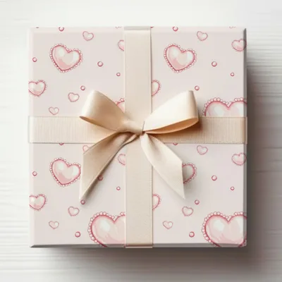 Elegant Pink Hearts Gift Box with Ribbon