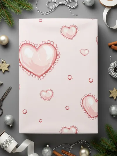 Heart Pattern Gift Wrap with Pink Hearts Design