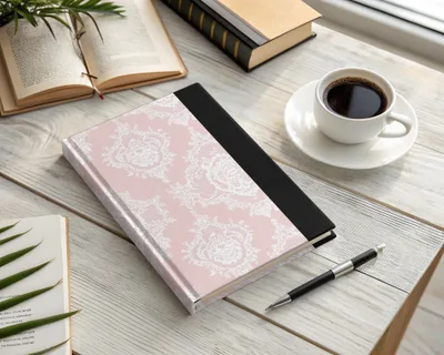 Elegant Pink and White Patterned Notebook