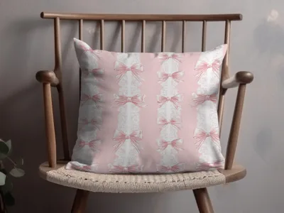 Elegant Pink Bow Design Throw Pillow for Home Decor