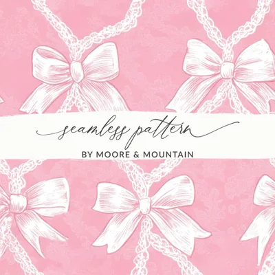 Seamless Coquette Light Pink Bows and Lace Pattern Digital