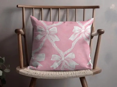 Elegant Pink Bow Pattern Decorative Throw Pillow