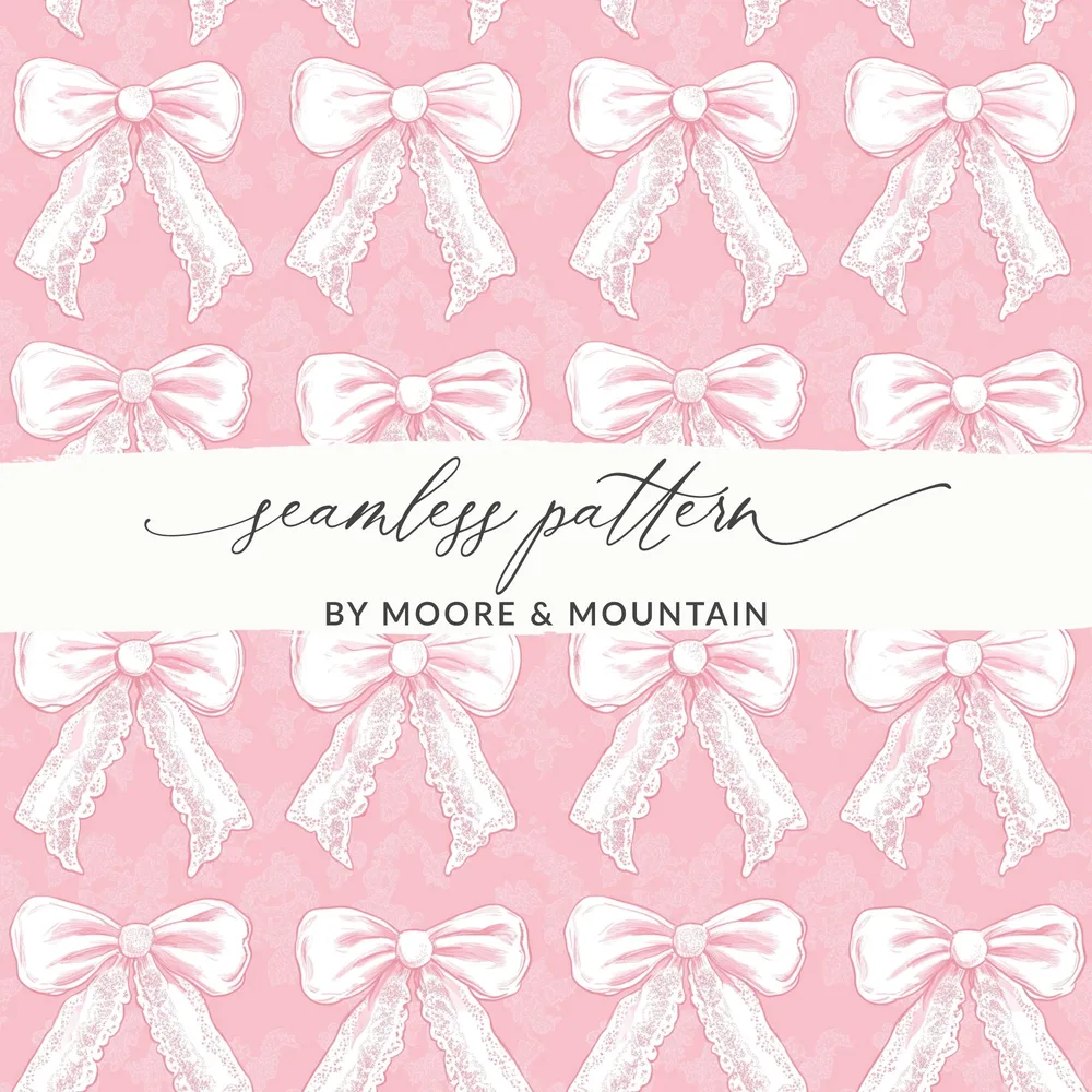 Elegant Pink Lace Bows Seamless Pattern Design