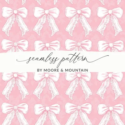 Seamless Coquette Light Pink Ribbon Repeat Pattern Digital