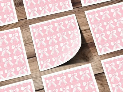 Pink and White Bows Pattern Custom Paper Prints