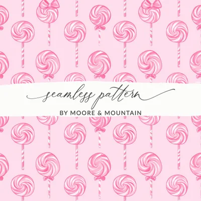 Seamless Coquette Lollipop Swirls Light Pink Delight Digital
