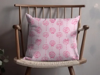 Pink Lollipop Pattern Decorative Pillow for Sweet Nursery Decor