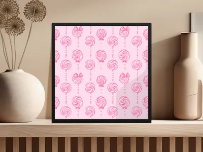Pink Lollipop Pattern Print Wall Art for Home Decor