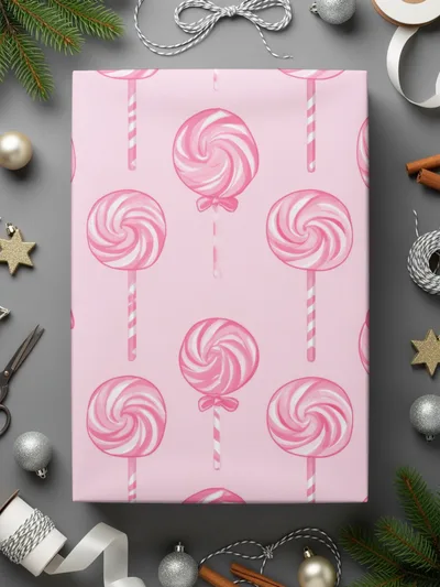 Pink Lollipop Themed Gift Wrap Perfect for Holidays