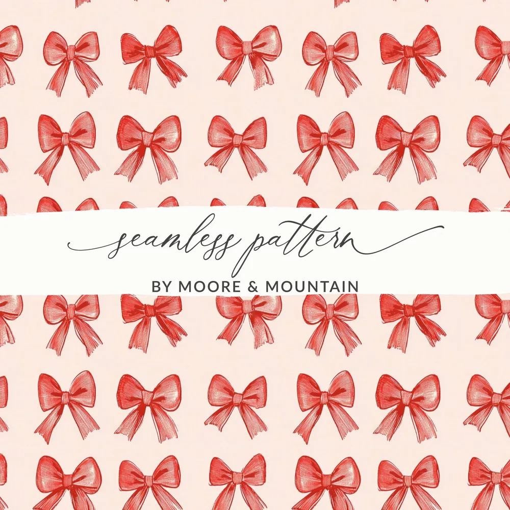 Seamless Red Bow Pattern by Moore & Mountain Design