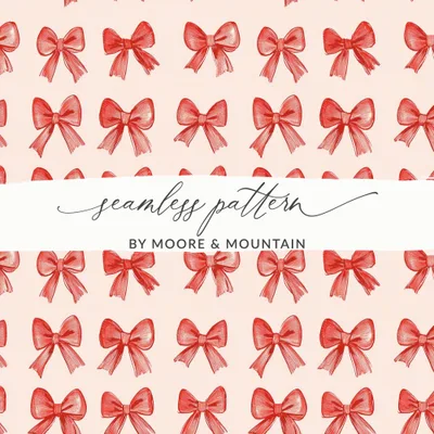 Seamless Coquette Pattern Light Pink Bows on Light Pink Digital