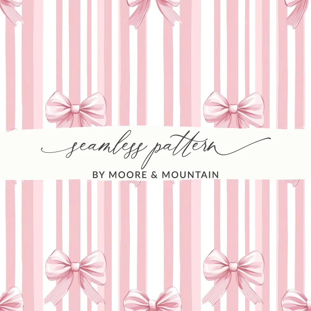 Pink Bow Striped Design Seamless Pattern by Moore & Mountain