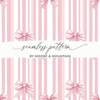 Seamless Coquette Pattern with Bows Light Pink Background