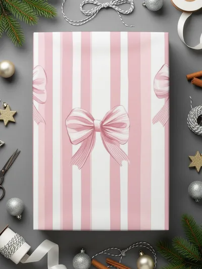 Elegant Pink and White Striped Gift Wrapping Paper