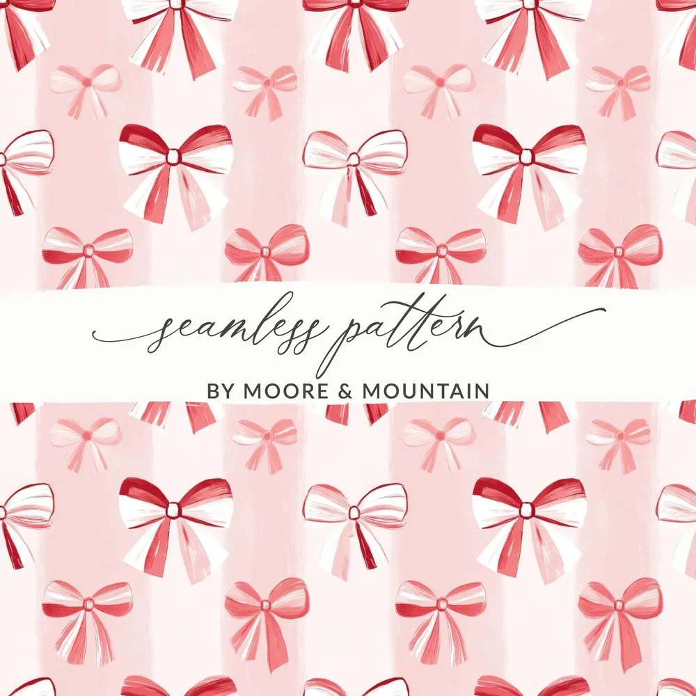 Pink and Red Bow Seamless Pattern Graphic Design