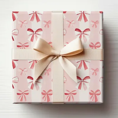 Elegant Pink Gift Wrap with Bow Design for All Occasions