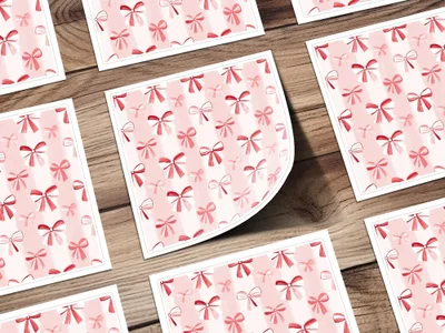 Pink and Red Decorative Bows Patterned Paper Sheets