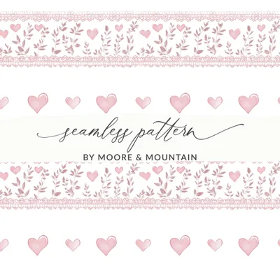Seamless Coquette Pattern With Hearts And Lace Digital