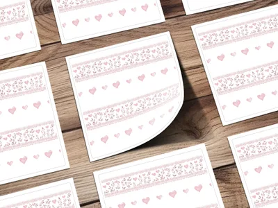 Elegant Heart and Floral Pattern Sticker Sheet