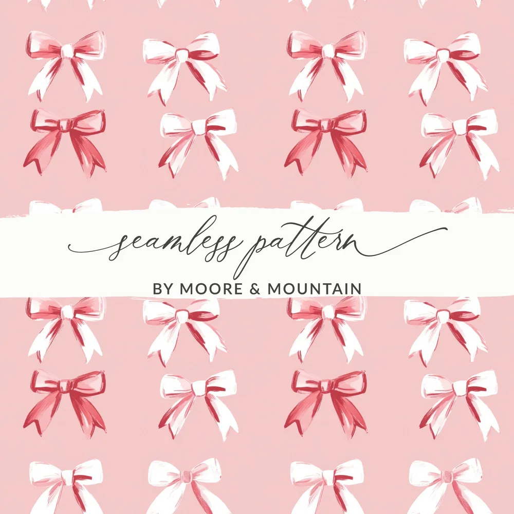 Seamless Pink and Red Bow Pattern Artwork by Moore & Mountain
