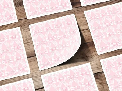 Pink Pattern with Bows Design Custom Print Sticker Sheet