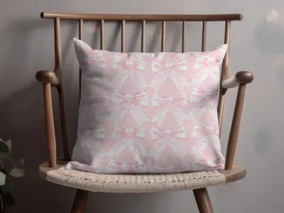 Elegant Pink Bow Pattern Decorative Pillow Product