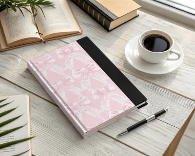 Pink Bow Pattern Hardcover Notebook for Daily Journaling