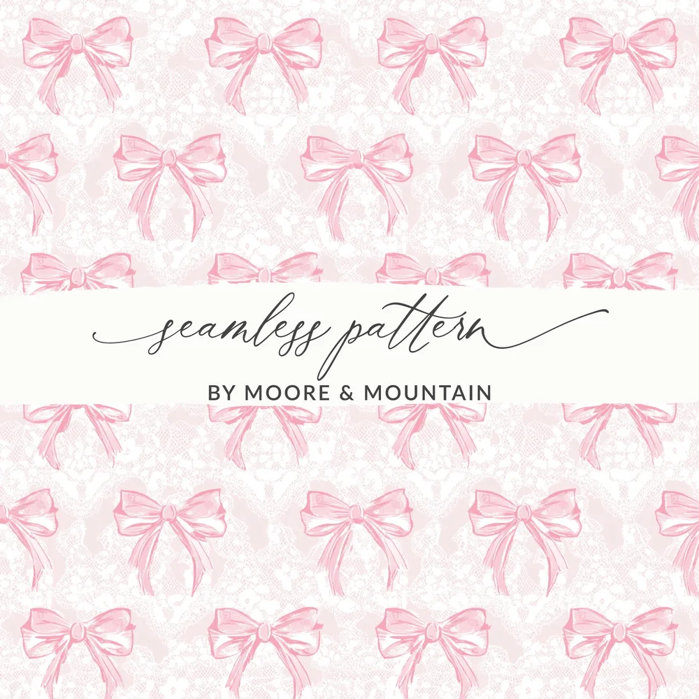 Pink Ribbon and Lace Seamless Pattern Design by Moore
