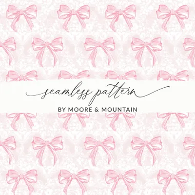 Seamless Coquette Pink Bows Pattern With Lace Background Digital