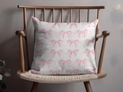 Pink Bow Pattern Pillow with Elegant Design Pillow