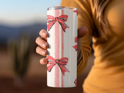 Red Bow Patterned Insulated Tumbler 20oz
