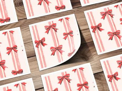 Cute Red Bow and Stripes Design Greeting Card