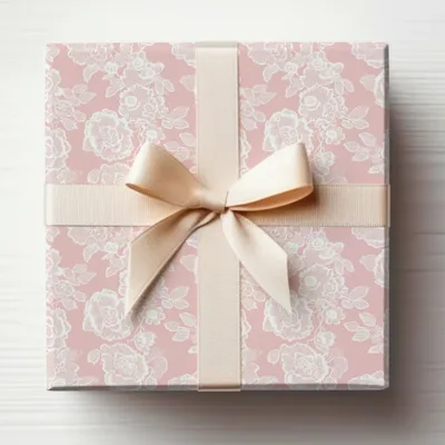 Elegant Floral Patterned Gift Box with Ribbon Bow Product