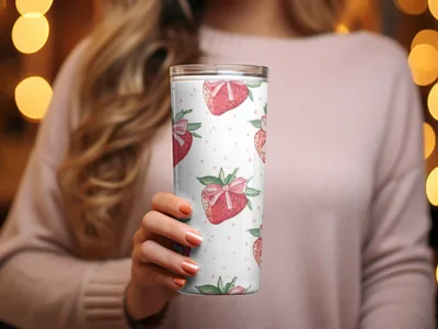 Strawberry Pattern Insulated Tumbler for Everyday Use