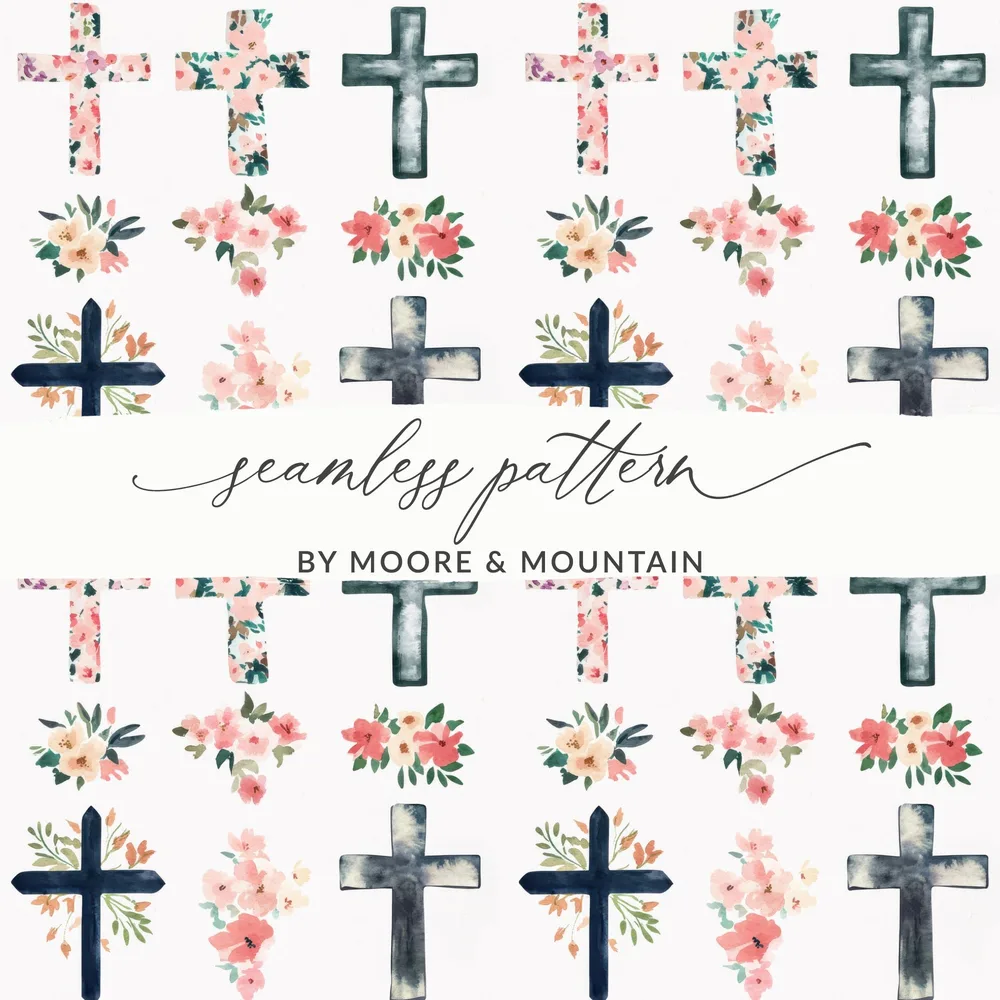 Floral Cross Seamless Pattern by Moore & Mountain