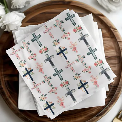Floral Crosses Patterned Napkin Set for Elegant Decor